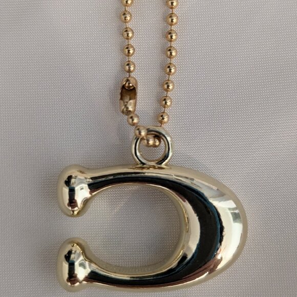 Gold Tone Solid Brass Coach Puffy "C" Hang Charm - Picture 2 of 6